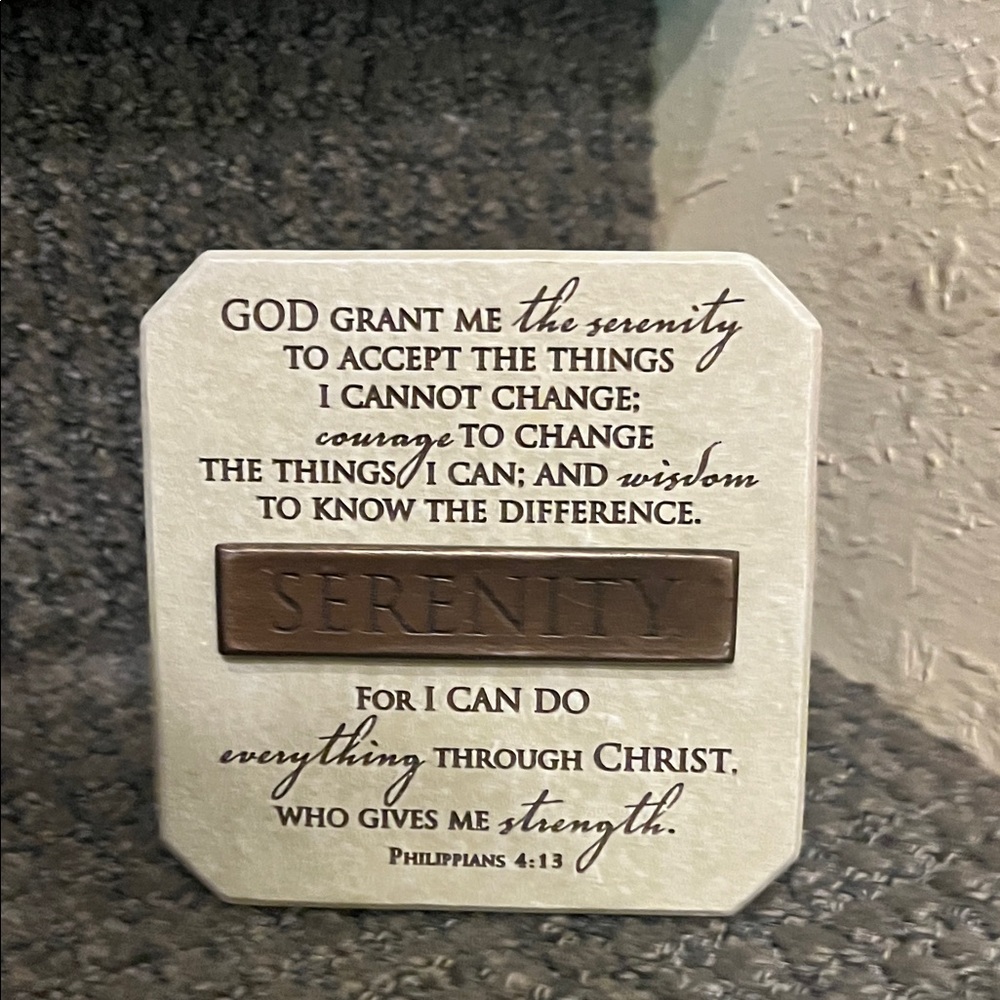 Elegant Serenity Prayer Plaque with Cream and Brown Tones